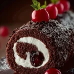 Elegant Black Forest Cake Roll First Image