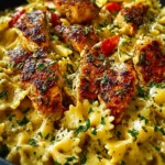 Mozzarella Garlic Butter Chicken Bowties in Cheesy Cream First Image