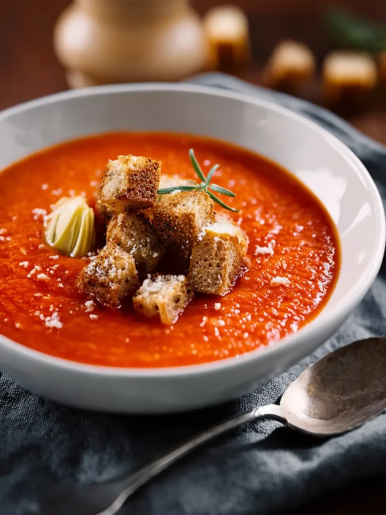 Tomato Artichoke Soup with Garlic Croutons First Image