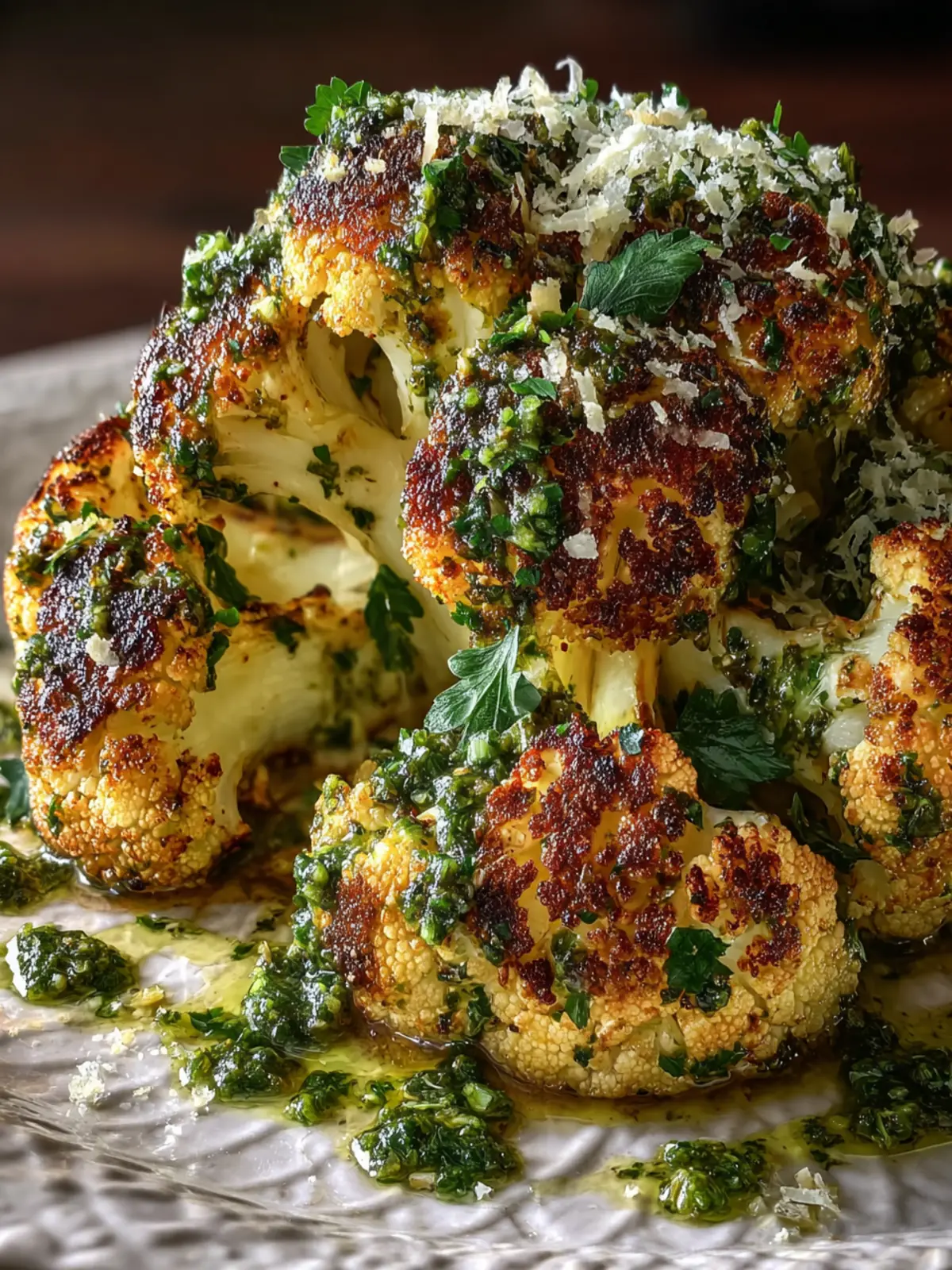 Savory Roasted Cauliflower with Parmesan and Pesto First Image