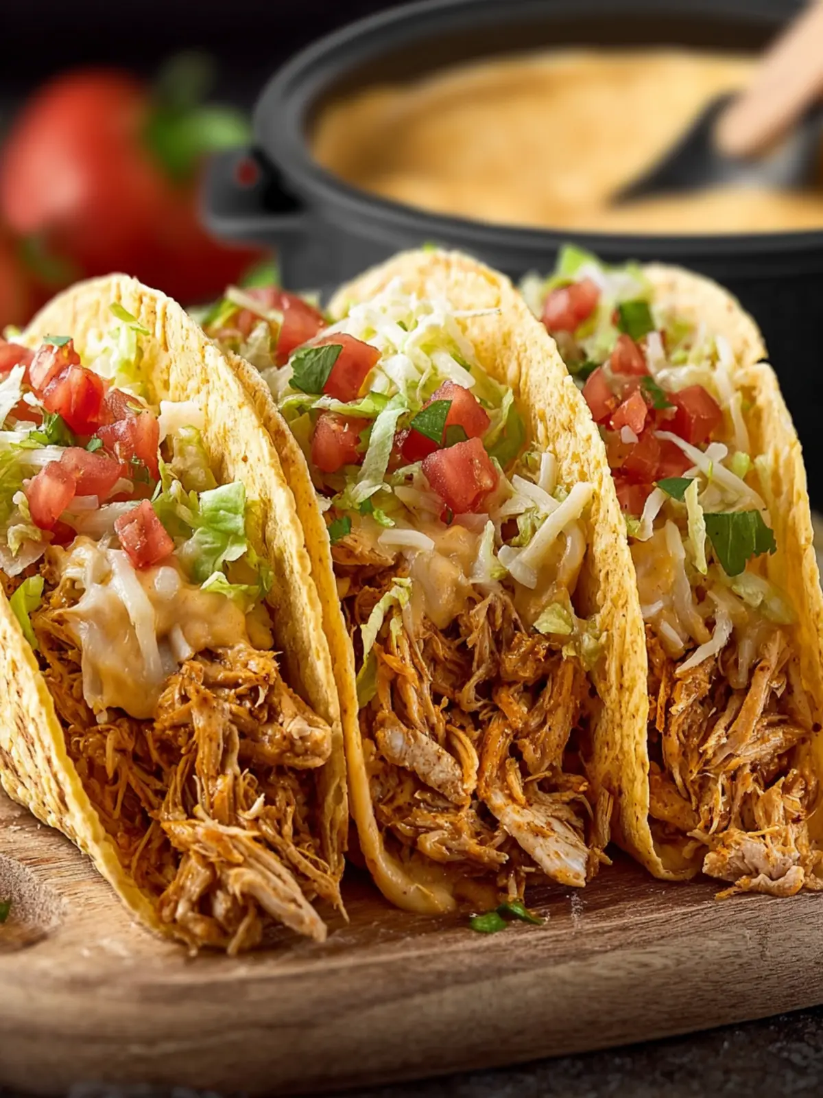 Slow Cooker Queso Chicken Tacos First Image