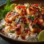 Spicy Maple Chicken and Coconut Rice First Image