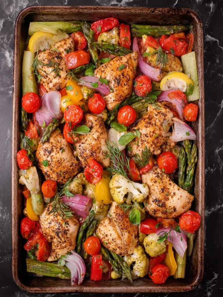 sheet pan rainbow chicken recipe First Image