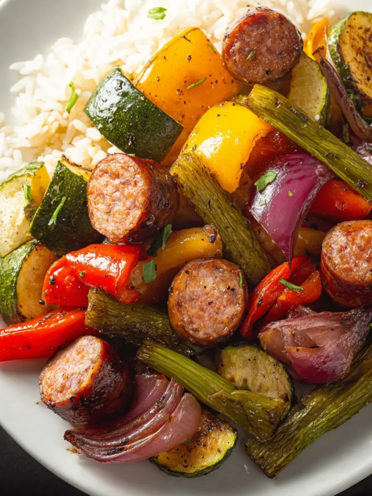 sheet pan sausage vegetables oven First Image